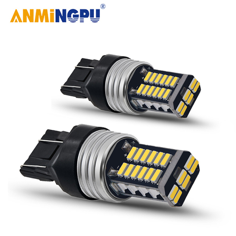 ANMINGPU 2X lámpara de señal T20 7443 W21/5W Led 7440 W21W WY21W Canbus 4014SMD T25 LED 3157 P27/7W 3156 P27W de señal de vuelta de luz de freno ► Foto 1/6