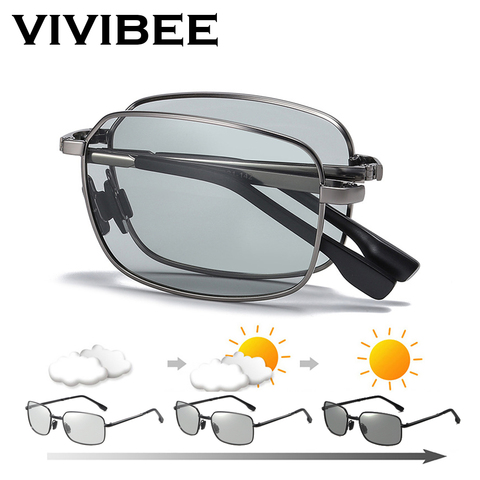 VIVIBEE-gafas de sol fotocromáticas plegables para hombre, lentes polarizadas rectangulares plegables, de Metal, productos de tendencia 2022 ► Foto 1/6