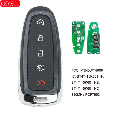 KEYECU-mando a distancia inteligente para Ford Edge Explorer, accesorio de control remoto para Ford Edge Explorer, Escape Flex Focus Taurus, 315MHz, Fob M3N5WY8609 BT4T-15K601-Hx ► Foto 1/6