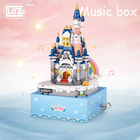 LOZ-Mini Castillo de princesa de ocho bloques de construcción, caja de música giratoria, caja de música de grano pequeño, juguete para regalo, modelo de rompecabezas ► Foto 1/5