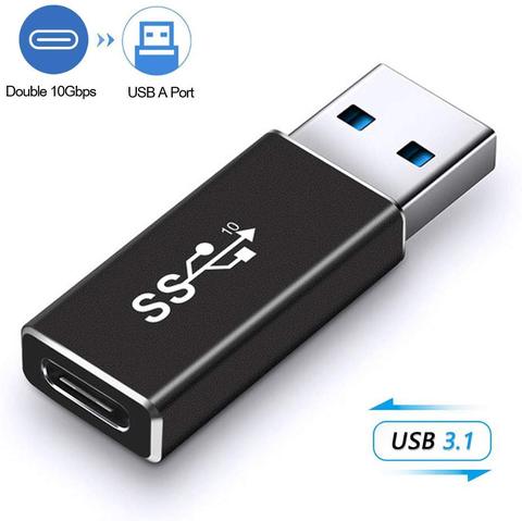 Adaptador USB 3,1 macho A tipo C hembra, convertidor USB A USB C 3,1 GEN 2, compatible con carga y datos de 10Gbps de doble cara ► Foto 1/6