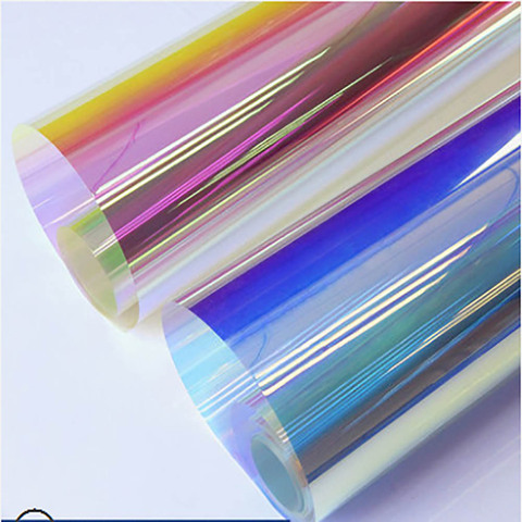 HOHOFILM 50cm x 300cm película de ventana de arco iris dicroico adhesivo dicroico iridiscente de la película de vinilo película decorativa Cosplay DIY engomada ► Foto 1/6