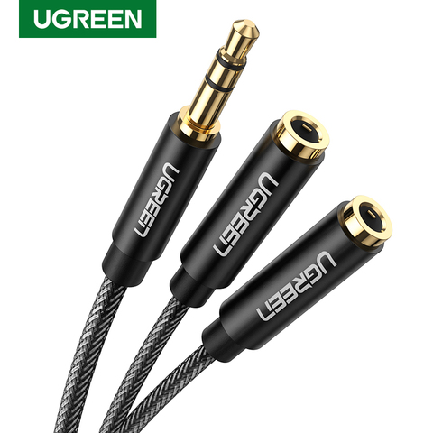 UGREEN-Cable divisor de auriculares, 3,5mm Y, Cable divisor de Audio AUX. De extensión 3,5mm macho a 2 puertos 3,5mm hembra AUX adaptador ► Foto 1/6