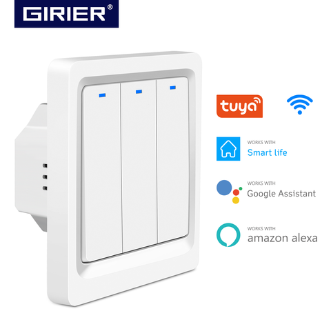 Tuya luz Wifi inteligente interruptor UE Panel de botones interruptor de pared de 100-240V Neutral alambre requiere trabaja con Alexa de Google ► Foto 1/6