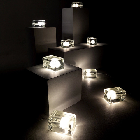 Moderno claro cubo de hielo de cristal LED de mesa de los niños de la lámpara de noche para dormitorio creativo habitación de bebé lámparas de noche de la geometría de las luces ► Foto 1/1