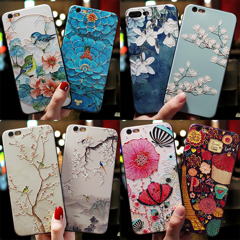 Funda de silicona con relieve 3D para iPhone, funda trasera de TPU con flor en relieve para iPhone 12 11 Pro X XS XR Max Mini SE 2022 7 8 6 6S Plus 5 5S SE ► Foto 1/6