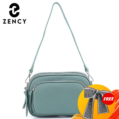 Zency Casual Simple diseño mujeres bolsa de hombro superior capa de piel de vaca bolso de cuero más bolsillos de gran capacidad bandolera de mujer ► Foto 1/6