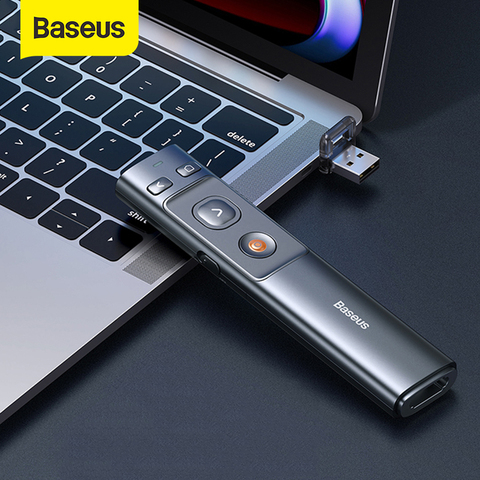 Baseus 2,4 GHz presentador inalámbrico remoto controlador de Red USB lápiz láser Control pluma para Mac ganar 10 8 7 XP proyector PowerPoint PPT ► Foto 1/6