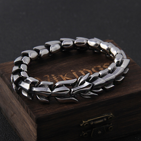 Viking Ouroboros-pulsera de acero inoxidable Estilo vintage punk para hombre, brazalete, estilo hiphop street culture ► Foto 1/6