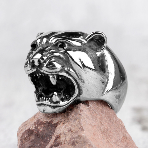 De acero inoxidable hombres anillos Animal leopardo Punk Rock hip-hop personalidad para Biker hombre joyas para un novio creatividad regalo venta al por mayor ► Foto 1/6