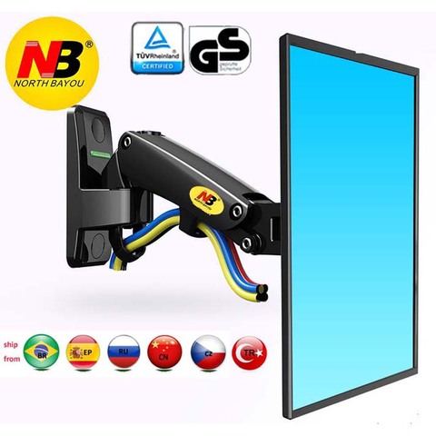 Soporte de montaje en pared NB F120 para TV LCD, resorte de Gas de 17-27 pulgadas, movimiento completo, ergonómico, brazo de aluminio, giratorio 360, plateado ► Foto 1/3