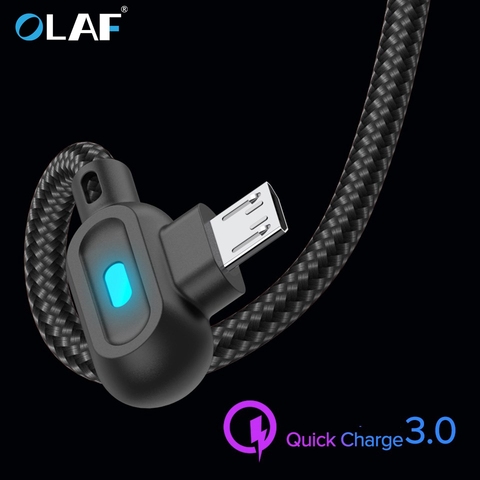 La OLAF 90 grados Micro USB tipo C Cable de carga rápida de tipo-C para Samsung Xiaomi Huawei LG Micro USB de Android USB-C cargador ► Foto 1/6