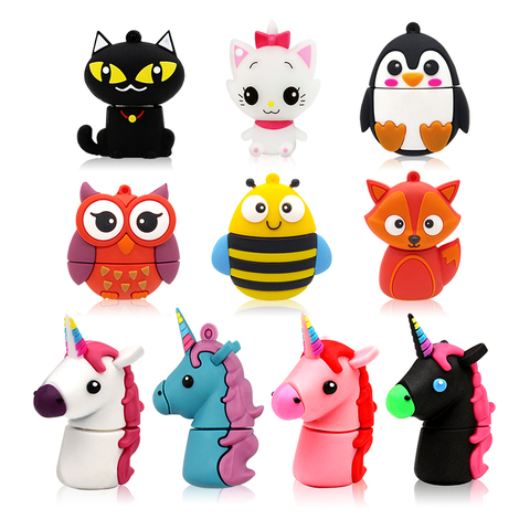 Pendrive USB 2,0 con dibujos de animales, pen Drive con dibujos de animales, zorro, unicornio, 4GB, 8GB, 16GB, 32GB ► Foto 1/6