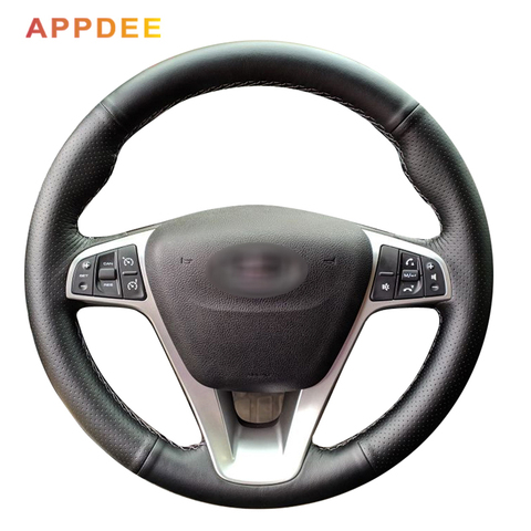 APPDEE-Protector de cuero Artificial para volante de coche, color negro, para Lada Vesta 2015 2016 2017 ► Foto 1/5