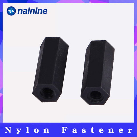 50 piezas M2 M2.5 M3 M4 negro espacio tornillos Hex Nylon separador columna de cabeza plana de doble paso de plástico de Nylon NL24 ► Foto 1/3