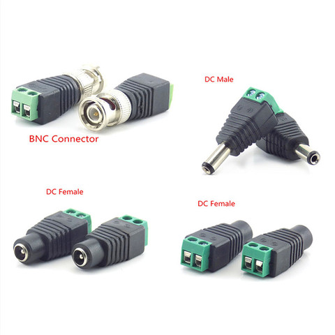 1/2/10 Uds 12V DC hombre conector hembra DC enchufe conector BNC potencia CCTV DC Cable 2,1mm x 5,5 adaptador BNC para la luz de tira llevada ► Foto 1/6