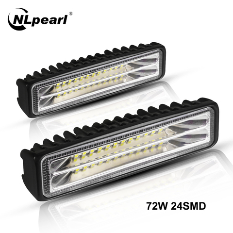 Nlpearl-luces antiniebla universales para motocicleta, barra de luz LED de obra para tractores, camiones, coche, montaje de luz, 2x6 pulgadas, 72W ► Foto 1/6