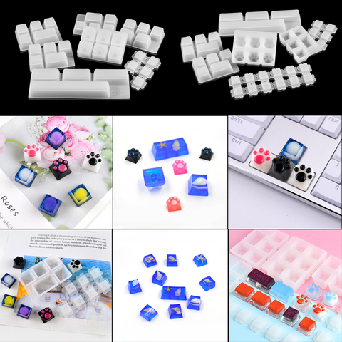 1 Uds Teclado mecánico clave de moldes de silicona de UV de cristal transparente moldes de Epoxy para artesanías hechas a mano DIY herramientas para hacer moldes ► Foto 1/6
