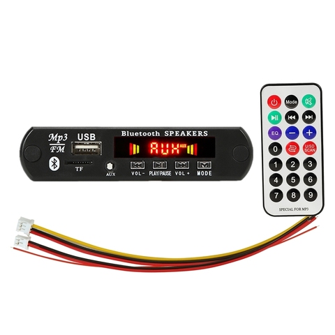 Módulo de decodificación coche inalámbrico MP3 Bluetooth 5,0, 12V, reproductor USB MP3, ranura para tarjeta TF/USB/FM/decodificador remoto Módulo de decodificación ► Foto 1/6