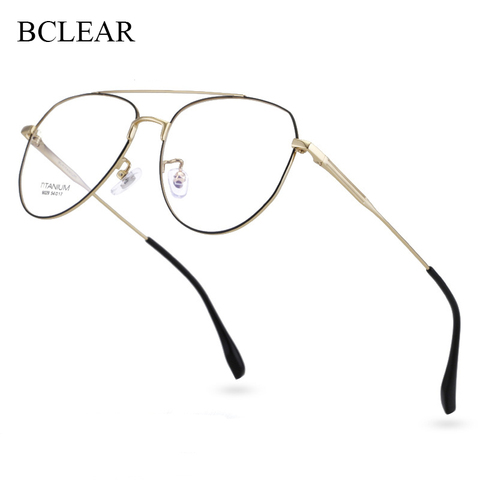 BCLEAR-Montura de gafas Retro para hombre y mujer, diseño literario de marca de moda, gafas ultraligeras de doble puente de titanio ► Foto 1/6