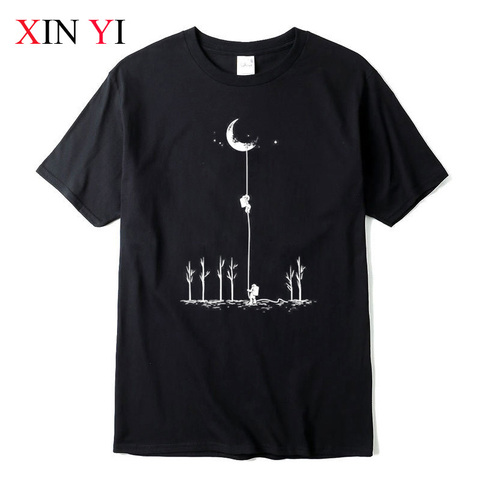 XINYI-Camiseta de algodón de 100% para hombre, camisa de alta calidad con dibujo de astronauta, informal, holgada, cuello redondo ► Foto 1/6