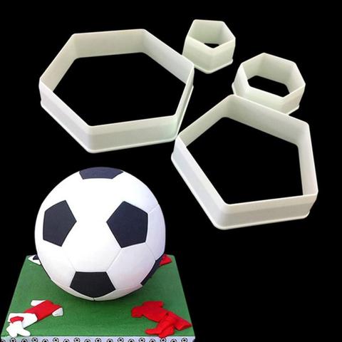 Hexágono de plástico de fútbol de cortador de la galleta Fondant de azúcar molde decorativo para pasteles ► Foto 1/6