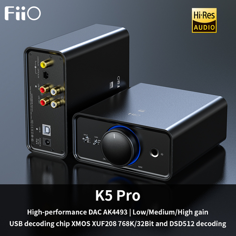 FiiO-Amplificador y decodificador, dispositivo de sonido K5 Pro para el hogar y ordenador, de 768K/32Bit y DSD, DAC para escritorio, AK4493EQ ► Foto 1/6