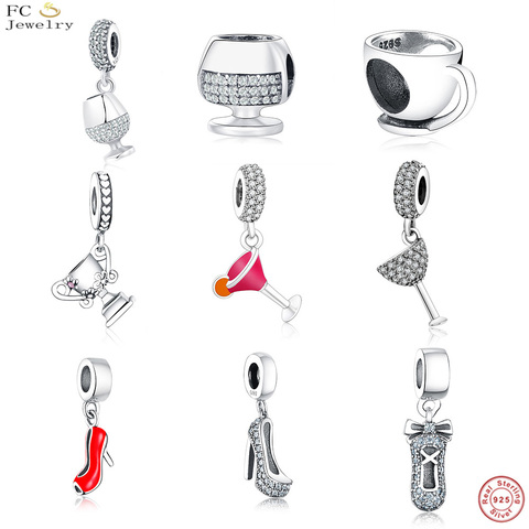 FC Jewelry Fit Original Pandora Charm 925 Plata verano Color rosa cóctel copa de vino cuentas Berloque DIY regalo - Historial de precios y revisión de AliExpress -