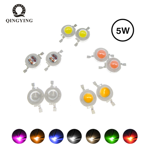 5 uds suficiente potencia de alta potencia de 5W LED Chip cálido frío blanco rojo verde azul real azul profundo rojo amarillo Luz de espectro completo fuente ► Foto 1/6