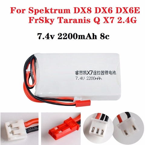 Batería Lipo de 7,4 V y 2200mAh para transmisor Spektrum DX8, pieza de repuesto de control remoto, para FrSky Taranis Q X7 Dx6e Dx6, 2S, batería recargable, 1 Uds. ► Foto 1/2