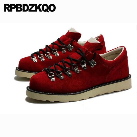 Zapatos de ante rojo para hombre, botines de lujo con cordones de alta calidad, color negro, de diseñador de cuero auténtico, para otoño, 2022 ► Foto 1/6