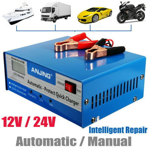 Cargador de batería automático para coche 10A, 12V/24V, 50HZ, arrancador de batería, cargador rápido de energía inteligente, reparación de pulso inteligente para motocicleta ► Foto 1/6