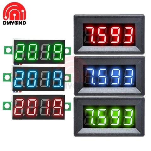 Mini voltímetro Digital de 0,36 pulgadas, medidor de voltaje de CC de 0-100V, Panel LED, comprobador de voltaje eléctrico, 3 cables, 12V, 24V, 48V, 4 bits ► Foto 1/6