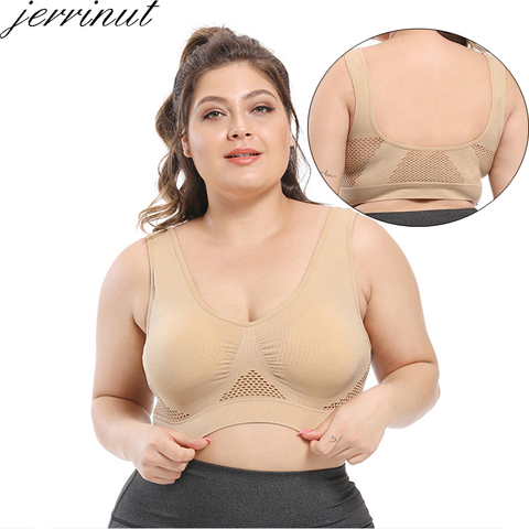 De talla grande mujer Bra ropa interior sujetador sin costuras con almohadillas de gran tamaño 5XL 6XL sujetadores Push Up para mujeres chaleco inalámbrico activo sostén ► Foto 1/6