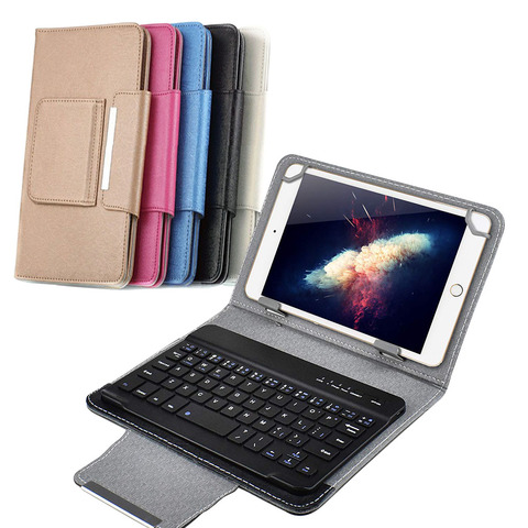 Funda con soporte de piel sintética para tableta, teclado inalámbrico Bluetooth, OTG, bolígrafo para Pad 7, 8 pulgadas, 9, 10 pulgadas, para IOS, Android y Windows ► Foto 1/6