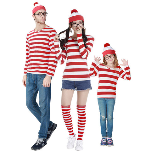 La familia de padre-hijo, ¿dónde está disfraz de Wally de Waldo libro semana vestido de lujo traje ► Foto 1/6