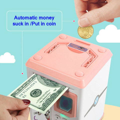 Mini caja de dinero ATM para niños, contraseña de seguridad, masticación de monedas, máquina de depósito en efectivo, regalo, hucha electrónica ► Foto 1/6