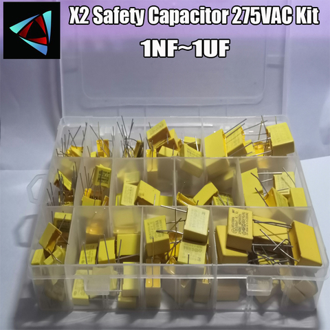 Condensador de seguridad X2 de 14 Valores, 275VAC, 135 K-102K, 1NF ~ 1UF, Kit surtido, 105 Uds. ► Foto 1/3