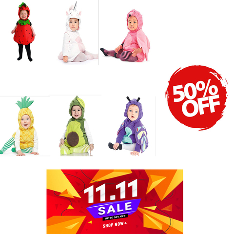 Ropa de dibujos animados para niña bebé, disfraz de unicornio, animal, fruta, Halloween, regalo de Navidad para niño recién nacido, conjunto de ropa infantil ► Foto 1/6