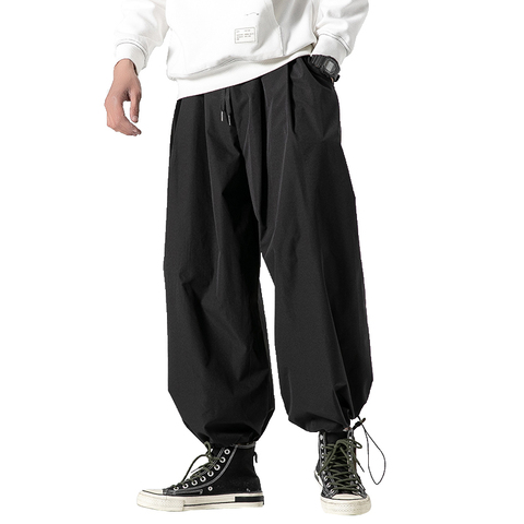 Pantalones bombachos con cordones para hombre, pantalón holgado de estilo japonés, pierna ancha, informal ► Foto 1/6