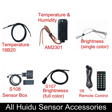 Huidu-Sensores de temperatura y humedad 18B20 AM2301, brillo único RGB, S107, S108, caja 1R remota ► Foto 1/6