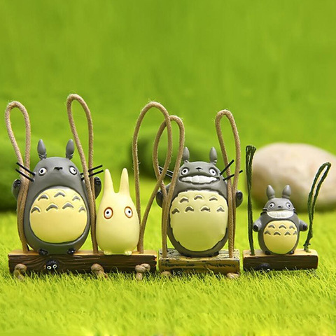 Figuras de acción de Totoro Columpio de árbol Kawaii, figuras en miniatura de paisaje, decoración para jardín, juguetes para niños, 1 ud. ► Foto 1/6