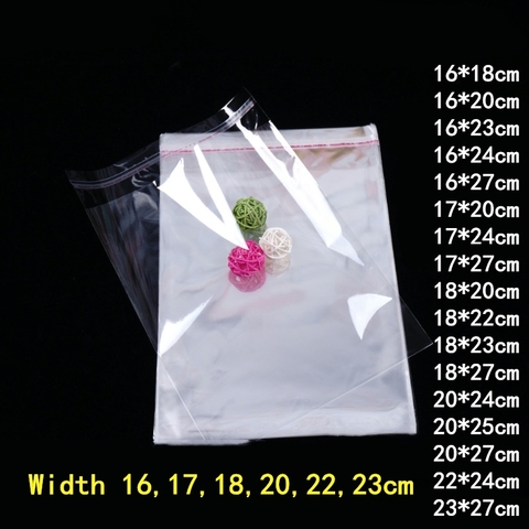 Bolsas transparentes de plástico de 16/17/18/20/22/23cm, embalaje de ropa, juguete para regalo, autoadhesivo de tamaño múltiple, 100 Uds. ► Foto 1/6