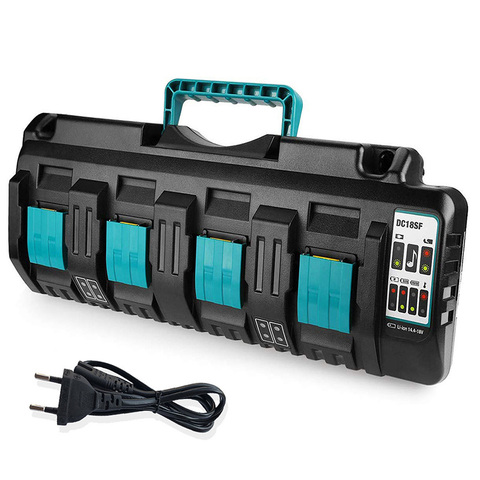 Cargador de 4 puertos para Makita DC18SF, dispositivo de carga de salida de 14,4 V 18V Li-ion 3A para BL1830,BL1430,DC18RC,DC18RD con puerto USB ► Foto 1/6