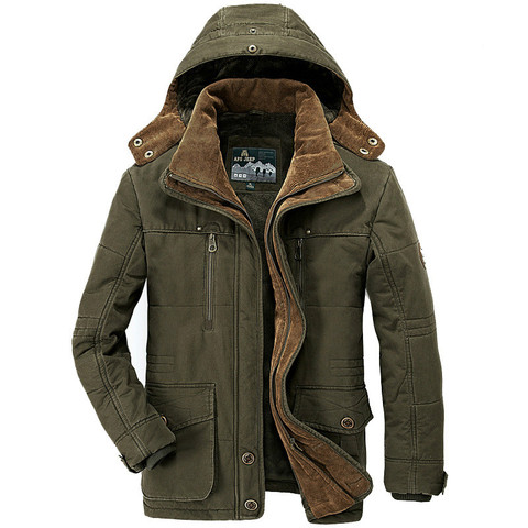 AFS JEEP marca gruesa Parkas de invierno para hombre talla grande 5XL 6XL Chaqueta de algodón caliente para hombre militar Parkas multibolsillo hombre Invierno ► Foto 1/6