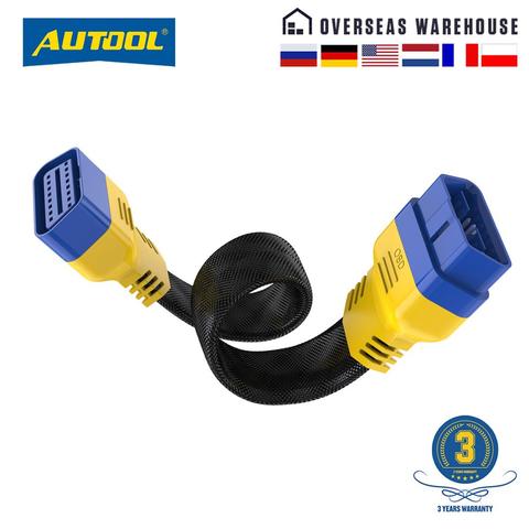 AUTOOL-Cable de extensión Flexible mejorado OBD2 II para coche, macho a hembra, para Launch, Easydiag/THINKDIAG/THINKDRIVER/ELM327, Cable OBDII ► Foto 1/6