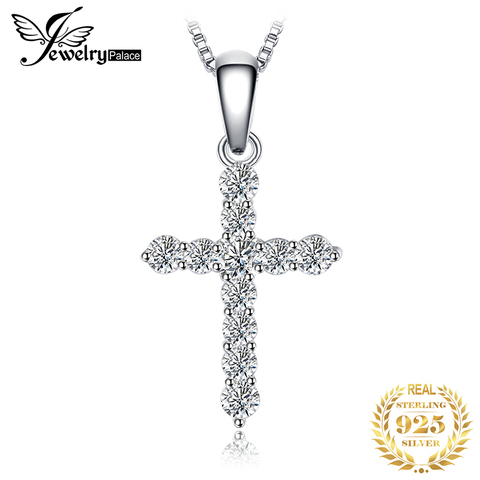 JewelryPalace Cubic Zirconia Cruz COLLAR COLGANTE Real 925 plata esterlina joyería 18 pulgadas cadena collar de regalo de moda ► Foto 1/6