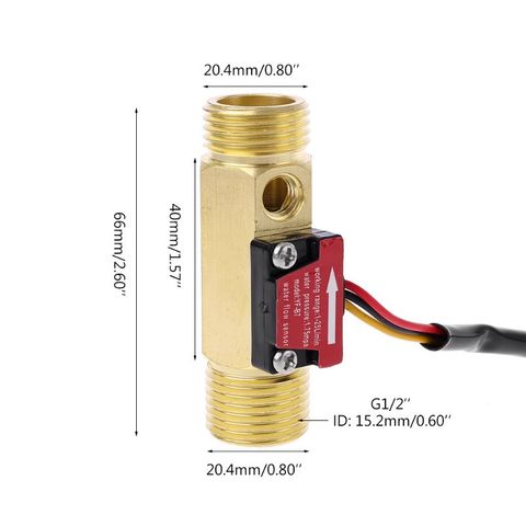 Medidor de flujo de latón NTC, interruptor de medición de Sensor de Flujo de Agua metros con detección de temperatura para turbina líquida, G1/2