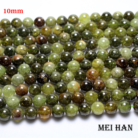 Meihan-Cuentas de piedra redonda suelta para diseño de joyería, piedra natural de 8mm, 10mm, 11,5-12mm, verde granate, liso, envío gratis ► Foto 1/4