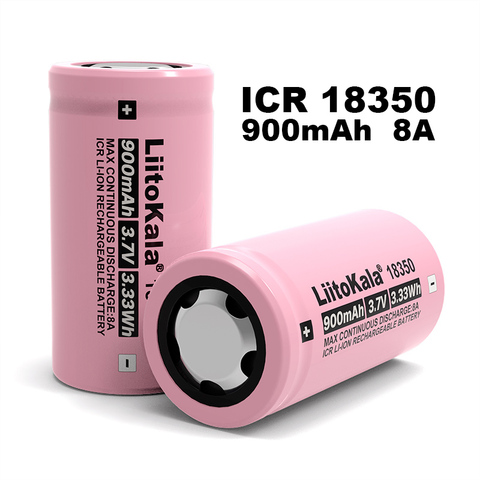 Batería de litio 2022 Liitokala ICR 18350, batería recargable de 900mAh, batería cilíndrica de 3,7 V, cigarrillo electrónico para fumar ► Foto 1/4